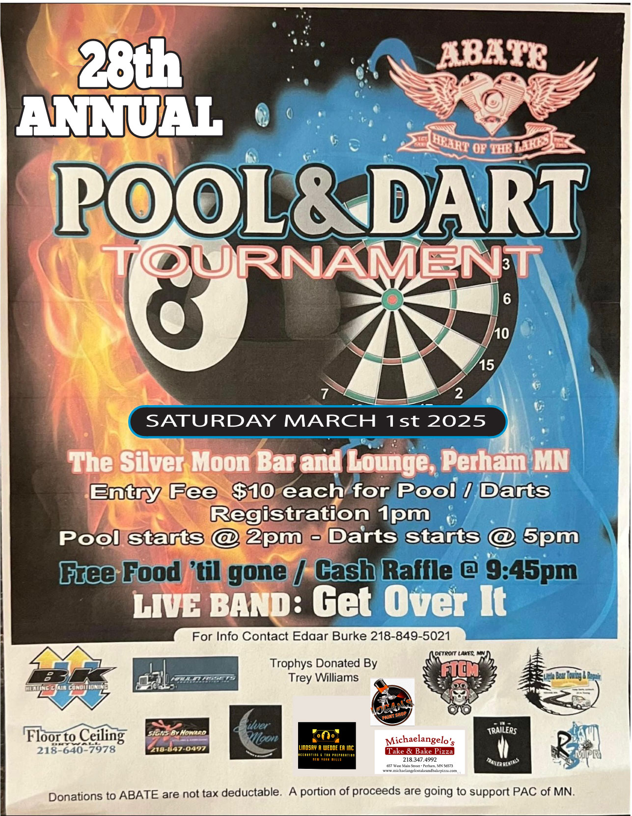 Heart of the Lakes Chapter - Pool & Dart Tournament - March